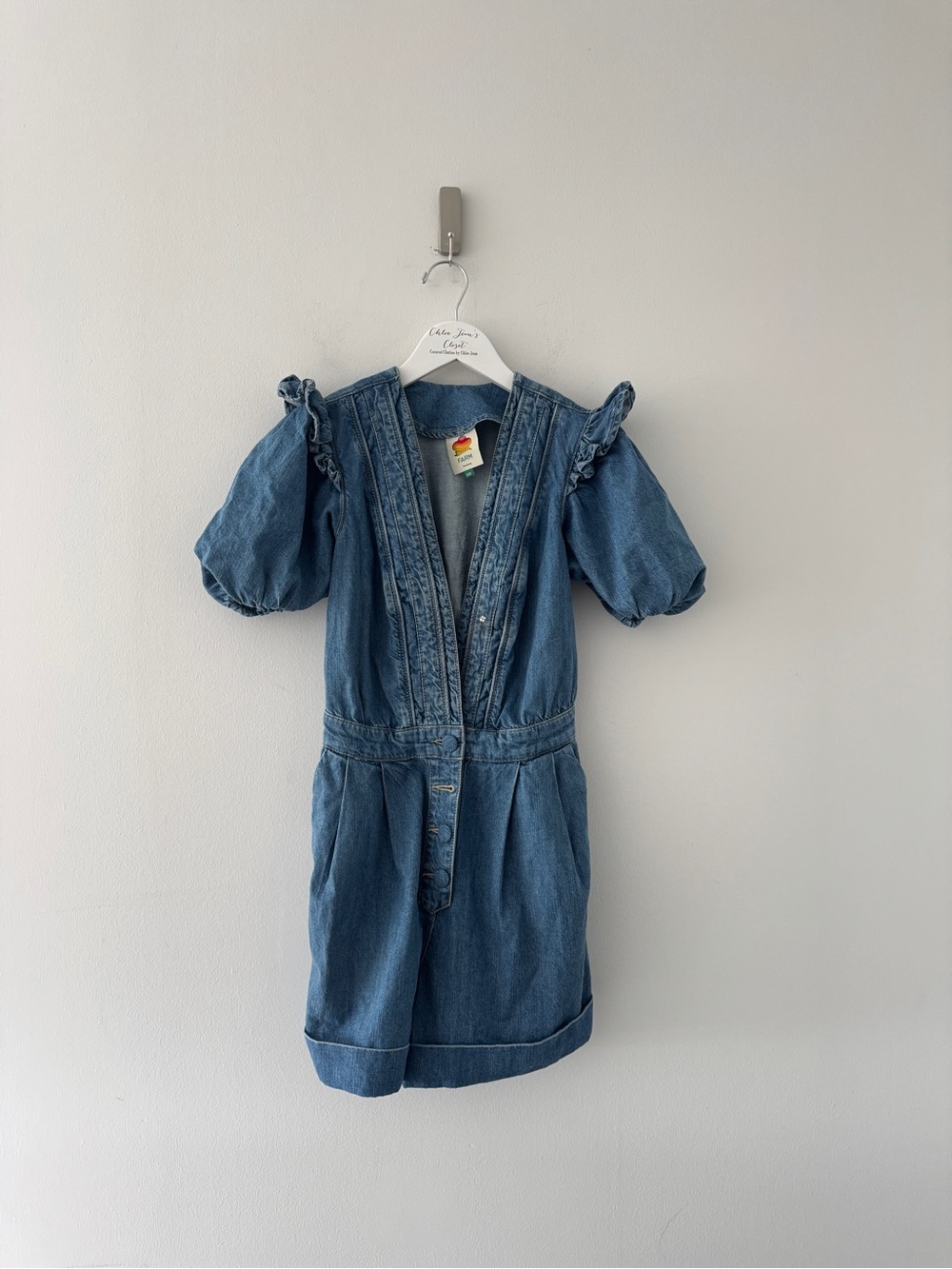 FARM RIO Ruffled Denim Romper XXS - Picture 2 of 7